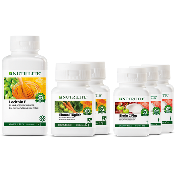 Set "Täglich strahlen" NUTRILITE™ - 2x Einmal Täglich, 1x Lecithin E, 3x Biotin C Plus - Amway